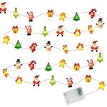 30 LED Christmas Fairy String Light,3M Cartoon Christmas Battery Operated String Lights for Bedroom,Cute Christmas Hanging Fairy Lights Indoor,Santa Claus String Lights for Curtain,Party Decoration