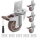 W B D WEIBIDA 3 Inch Side Mount Casters Wheels, L-Shaped Rubber Casters Set of 4, 360 Degree Ball Bearing Swivel Casters, Heavy Duty Casters Wheels for Workbench, Baby Beds, Cabinets, Tables