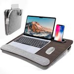 Lap Desk Laptop Bed Table - Upgraded 2 in 1 Lap Desks with Laptop Bag Fits up to 17 inch Laptops with Wrist Rest - Easy to Carry Bed Desk for Laptop and Writing with Tablet & Phone Holder, Grey