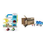 Fisher-Price Little People Toddler Toy Helpful Neighbor's Garage Playset with Spiral Ramp and Airplane with Lights & Sounds (2 Items)