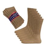 Diamond Star Diabetic Socks, Non-Binding Circulatory Cushion Cotton Crew Diabetic Socks for Men Women, 12 Pairs Khaki, 13-15