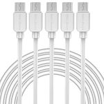 SMALLElectric Micro USB Cable (5-Pack, 6FT) Android Charger, Long Android Phone Charger Cord for Samsung Galaxy S7 S6 Edge J7 S5,Note 5 4,LG 4 K40 K20,MP3,Kindle,Tablet,White