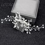 Bridal Flower Side Hair Clips, Pearl Hair Pieces Comb Bridal Headpiece for Brides Bridesmaid,Girls,Women,Hair Comb Wedding Prom Birthday Party Hair Accessories (Silver) (design4)