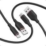 Anker Flow Cable, USB A to USB C Cable (6ft, 2Pack), Car Carplay Type C Charger, for iPhone 15, Samsung Galaxy S23 / S22, Note20 / 10 Series, HTC, and More (Cord Organizer Included, Midnight Black)