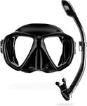 Cressi Set Ranger & Dry - Snorkel Set for Adults, Mask and Snorkel in Practical Case, Black / Black