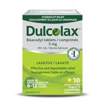 Dulcolax Bisacodyl Tablets, 5mg Stimulant Laxatives for Occasional Constipation Relief, Laxative and Constipation Relief For Adults and Children 6 and Over and Breastfeeding Women, 10 Count