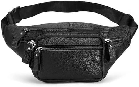 OrrinSports Leather Waist Bag Multiple Pockets Fanny Pack for Women Men Daily Life and Travel Outdoor, 01#Black (Leather), Large, Fashion