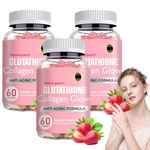 Glutathione Collagen Glow Gummies, Glow Beauty Collagen Gummies for Women, Korean Organic Glutathione Gummies for Dark Spot, Brightening Skin Collagen Vitamins for Women (3Bottles)