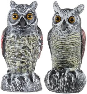 Hedoc 2 Pack Fake Owl Decoys to Scare Birds Away from Gardens and Rooftop, Long-Eared Owl Bird Deterrents, Nature Scarecrow Plastic Owls Pest Repellent, Owl Statue for Garden Decor, Yard Decoration