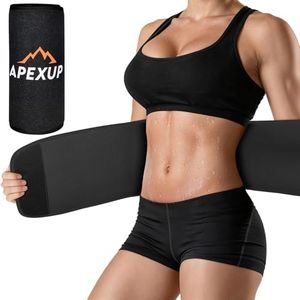 APEXUP Sweat Waist Trainer for Women and Men, Neoprene Waist Trimmer Belt Slimming Sweat Band with Removable Lumbar Support Bar for Workouts (Black, M)