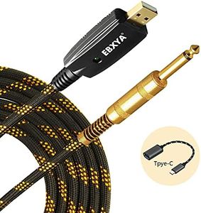 EBXYA USB Guitar Cable 10 Ft, Gold Plated 1/4 Inch Plug to USB Interface Cable Professional Guitar Bass to PC USB Recording Cord Adaptor 3M/10 Feet