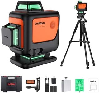 DOVOH 4D Laser Level with Tripod : Dual Batteries Laser Level 360 Self Leveling Green Hard Toolbox for Construction Floor Tiling Ceiling, Class Ⅱ, Y4-360G-KIT