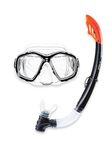 Two Bare Feet PVC Snorkel and Mask Set for (Adults) – Premium Anti-Fog Diving Gear with Adjustable Fit, Leak-Proof PVC Snorkel, Perfect for Snorkelling, Swimming, Scuba & Freediving (Black)