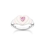 Thomas Sabo Women Ring Heart with Pink Stone Silver 925 Sterling Silver, Cold Enamel TR2435-041-9