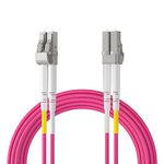 LC to LC Fibre Patch Cable 2m, OM4 Leads Multimode Duplex 50/125 Fiber Optic Cable LSZH for 40G/10Gb/1G SFP Transceiver, Media Converter (Magenta, aqua random delivery)