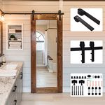 6FT/182cm Sliding Barn Wood Door Hardware Closet Track Kit Single Door, Black J Shape Hanger