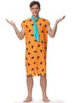 Men Halloween Classic Fred Flintstone Costume Adult Caveman Fred Stone Costume With Tie Orange L