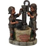 Sunnydaze 24-Inch Jack and Jill at Farmhouse Pump Outdoor Water Fountain - Electric Submersible Pump with Adjustable Flow