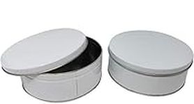 Premium Cookie Tin (2 Pack) Pure White, Elegant Classy Empty - Cookie Gift Tins, Round, Extra Thick Steel