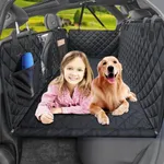 URPOWER Back Seat Extender for Dogs, Dog Car Seat Cover Hard Bottom Holds 400 lbs, Waterproof Dog Hammock for Car Pet Backseat Protector with Mesh Window, Large Space Dog Travel Bed for Car & SUV