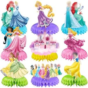 Siphus Centre de Table Anniversaire, 9 Pièces Princesse Nid Abeille Decoration, Deco Anniversaire Fille, Thème Fourniture de Fête pour Décoration de Table