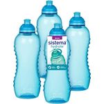 Sistema Squeeze Twist 'n' Sip Sports Water Bottles | 460 ml | Leakproof Kids Water Bottles | BPA-Free | Blue | 4 Count