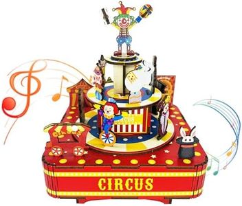 Mievayo 3D Puzzles for Adults, Circus DIY Rotating Music Box Kit -Birthday Gifts and Toys for Kids（Circus Music Box）