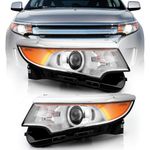 Headlight Assembly w/bulb Fit for 11 12 13 14 2011-2014 Ford Edge SE SEL Limited Driver Side and Passenger Side Headlights(Included Bulbs)