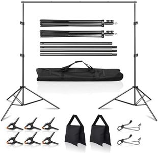 MSKIRA Photo Backdrop Stand 7.5x10ft Adjustable Background Stand Support System Kit with 6 Spring Clamp, 2 Sandbag & Backdrop Clips for Photoshoot, Portrait, Studio Photography, Parties, Wedding