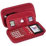 BOVKE Hard Calculator Case for Texas Instruments TI-84 Plus CE Color Graphing Calculator/TI-84 Plus/TI-83 Plus CE, Extra Zipped Pocket for USB Cables, Charger, Manual and More, Red