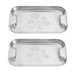 Meshiv Stainless Steel Serving Tray/Lemon Platter with Steel Finish, Rectangular Multipurpose Tray, Set of 2 (Small)