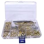 Jiayouy 268 Pieces Guitar Mounting Screws Assortment Box 9 Types Electric Guitar Screw Kit for Electric Guitar Bridge, Pickup, Pickguard, Tuner, Switch, Neck Plate with Springs and Tweezers Gold