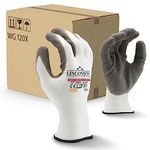 LINCONSON 12 Pack Safety Performance Series Construction Mechanics Wrinkle Latex Work Gloves (White, Large (12 Pairs))