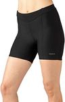 Terry Bike Shorts Women Padded 5" Long Touring Bike Short/Shorts, Cycling Compression Shorts for Women Pockets Leg Grippers - Black, Small