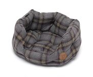 Petface Grey Tweed Oval Dog Bed, Small