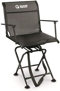 Guide Gear Big Boy Hunting Blind Chair with Armrests, Portable Folding Seat for Shooting, Comfortable Spin Swivel, 500-lb. Capacity