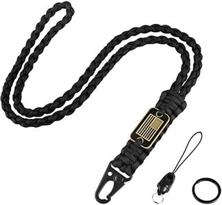 MDSXO Paracord Key Lanyard for Men Black Neck Lanyard for Keys with Cool USA Flag, Long Heavy Duty Braided Keychain Lanyard for Wallets, Keys, Whistle，Camera, Phone, Outdoor Activities