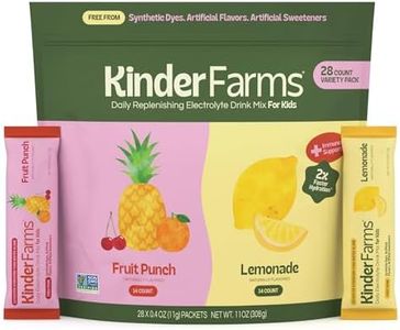 KinderFarms Kids Daily Hydration Electrolyte Powder – Drink Mix Packets (Variety Pack, 28 Count), No Artificial Dyes, Sweeteners or Flavors - Vegan, Non-GMO, Gluten-Free, FSA-HSA