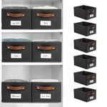 DECOMOMO Baskets Storage Organization Bins | Storage Baskets for Shelves with Label Holder for Closet Storage Shelves Clothes Nursery Kids Toys (Set of 6 - Black)