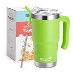 Mollcity 16 oz Tumbler with Handle Reusable Stainless Steel Vacuum Insulated Tumbler Cups with Lid and Straw Travel Mug for Women(Apple Green)