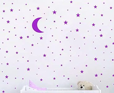 Moon and Stars Wall Decal Vinyl Sticker for Kids Boy Girls Baby Room Decoration Good Night Nursery Wall Decor Home House Bedroom Design YMX16 (Fuchsia)