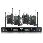D Debra Audio PRO ST-202 UHF Stereo Wireless in Ear Monitor System, Dual Channel Wireless IEM with Monitoring Type for Stage, Receiver for Studio, Guitar, Band Performance (Dual Channel, 4 Bodypack)