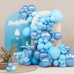 PartyWoo Light Blue Balloons, 142 pcs Light Blue and Metallic Blue Balloons Different Sizes Pack of 18 Inch 12 Inch 10 Inch 5 Inch for Balloon Garland Arch as Birthday Decorations, Party Decorations