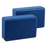 EXERZ Yoga Blocks 2 pack EVA Foam Exercise Workout Fitness Bricks, Pilates Stretch Handstand Non-Slip Gym Blocks, Gymnastics (Navy 2pcs)