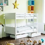 Junior Vida Bunk Bed Kids Children 3ft Single Bed Frame & Under bed Drawer Storage (White)