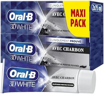 Oral-B Dentifrice Charbon 3D White Pour Effet Blancheur Dès Le Premier Brossage Des Dents, Pack De 2 x 75ml