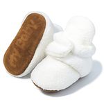 Sawimlgy Newborn Infant Baby Girl Boy Cotton Booties Stay On Sock Slippers Soft Bedroom Shoes Non-Skid Ankle Boots With Grippers Toddler Crib Warm Shoe First Walker Birthday Shower, 0124 White, 3-6