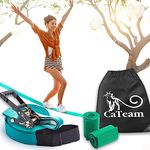 Slackline kit for Balance Training 15m with Heavy-Duty Industrial Ratchet, Tree Protecting Band and Gear Carry Bag - Slack Lines for Backyard - Ninja Slackline Support Slackline - Gift Set for Kids