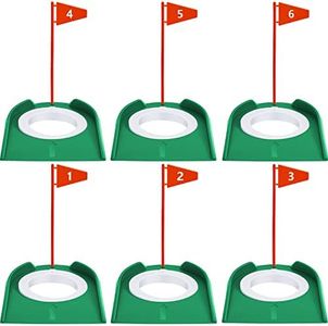 Sotiff 6 Pcs Golf Practice Putting Cup Golf Training Putters Putting Green Indoor Set Golf Putting Cup with Flag for Indoors Golf Accessories for Men Women, Ideal for Indoor and Outdoor Training