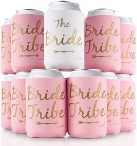 Bride Tribe Bachelorette Party Favor Can Sleeves - 11 Pack Insulated Neoprene Drink Huggies, Fits Regular Beer Cans | Decorations, Supplies, Gifts (Rosé Pink)